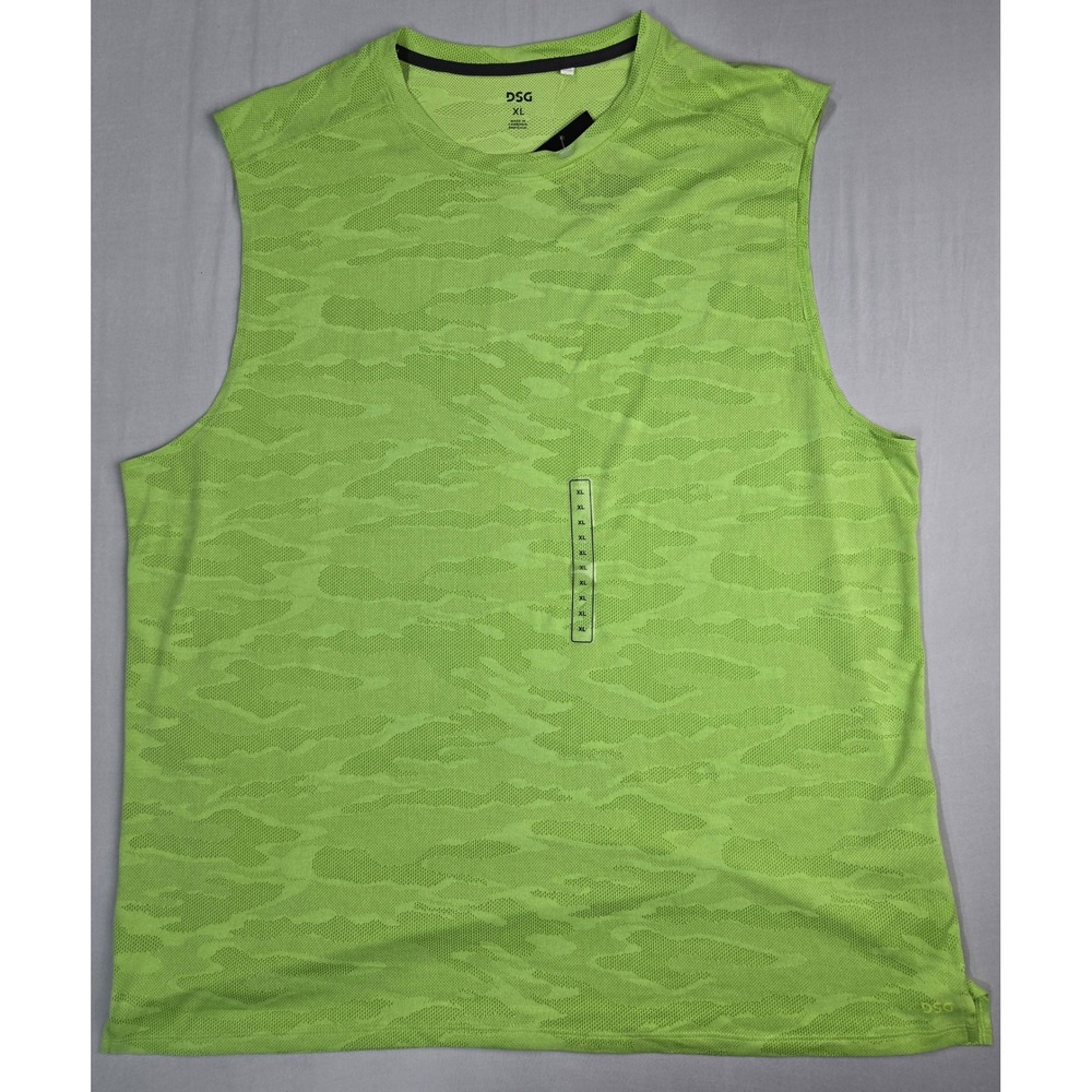 DSG Mens Movement Jacquard Tank Neon Pear Camo Mesh Training Top XL NEW